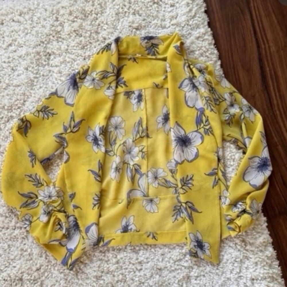 Michele Bright Yellow Floral Blouse